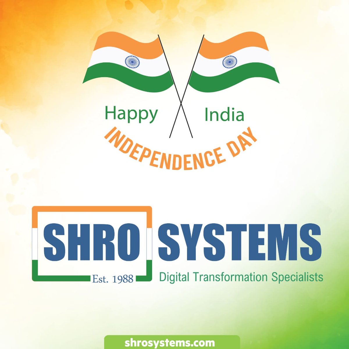 shrosystems's tweet photo. Wish you a very Happy Independence Day of India!
Freedom is something you have to fight for. We have fought hard to earn it, so letβs celebrate our freedom.
May the tricolour always fly high and higher and touch the sky.
JAI HIND!
#shrosystems #AzadiKaAmritMahotsav #IndiaAt75 https://t.co/h15fAk1klx