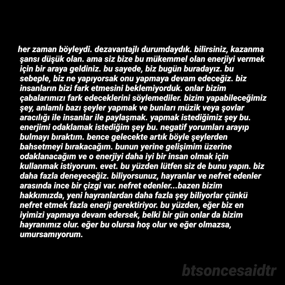 btsoncesaidtr's tweet photo. "onları bugün gördüm, berbatlar. garipler." bunu söylemek kolay. yani eğer siz böyle şeylerin altına yorum bırakırsanız, onlar [antiler] bunu severler. böylelikle siz bunu yapmayıp onları sadece görmezden gelirseniz, bu sizin sağlığınız için daha iyi olur.
-090422, namjoon, vlive https://t.co/8g5YsBxaf9