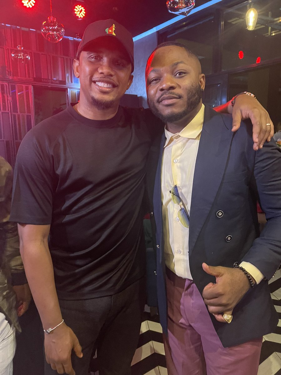 Magascobboy's tweet photo. Very productive night and Amazing information on what awaits us as we soon take off for QATAR 🙏🏾 BIG THANKS TO BIG BRO Samuel Eto'o for the invite I am humbled 🙏🏾 https://t.co/g46A3q9aXe