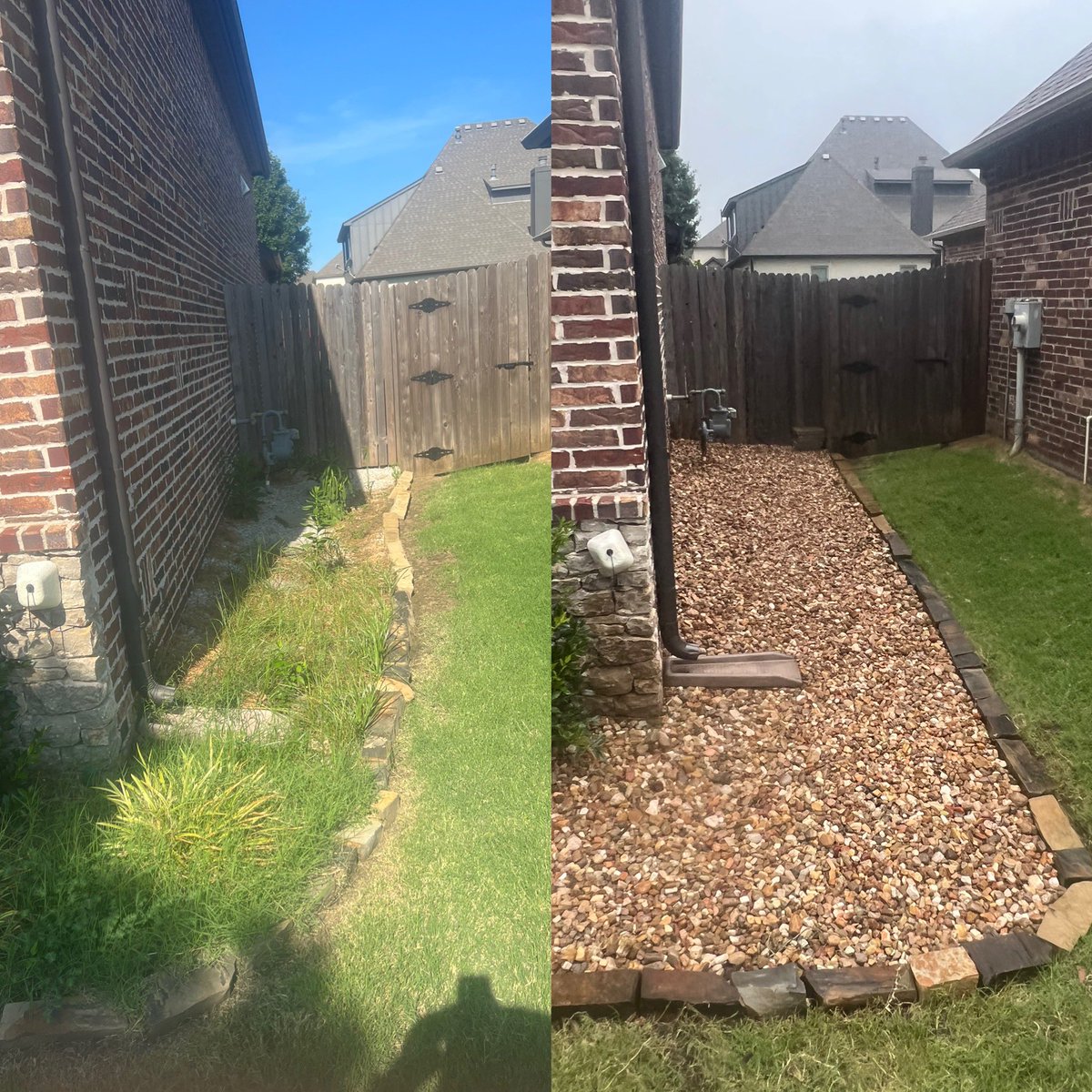 paschallslawn's tweet photo. Check out this side yard rock
renovation. This customer will
now have easy maintenance and a great looking rock bed! For
information on how we can help
enhance your landscaping contact us today for a free consultation.
Contact- 918-706-7619
Paschallslawncare@gmail.com https://t.co/df5Evin7gd