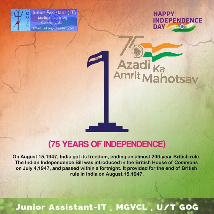 JAIT_MGVCL's tweet photo. Happy 75th Independence Day.
#AzadiKaAmritMahotsav https://t.co/2PS3akdpxX