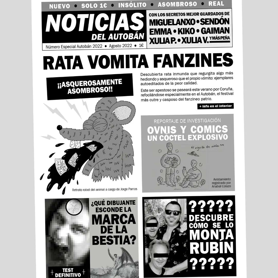 AutobanBD's tweet photo. Como este ano os Autozines voaron e non quedan máis exemplares, imos subir algunhas das impactantes novas para que TODO O MUNDO PODA COÑECER A VERDADE NO MUNDO DA BD GALEGA
Primeira tanda de novas de impacto!!
#autoban #autoban22 #autozine https://t.co/frx2jIx3YR