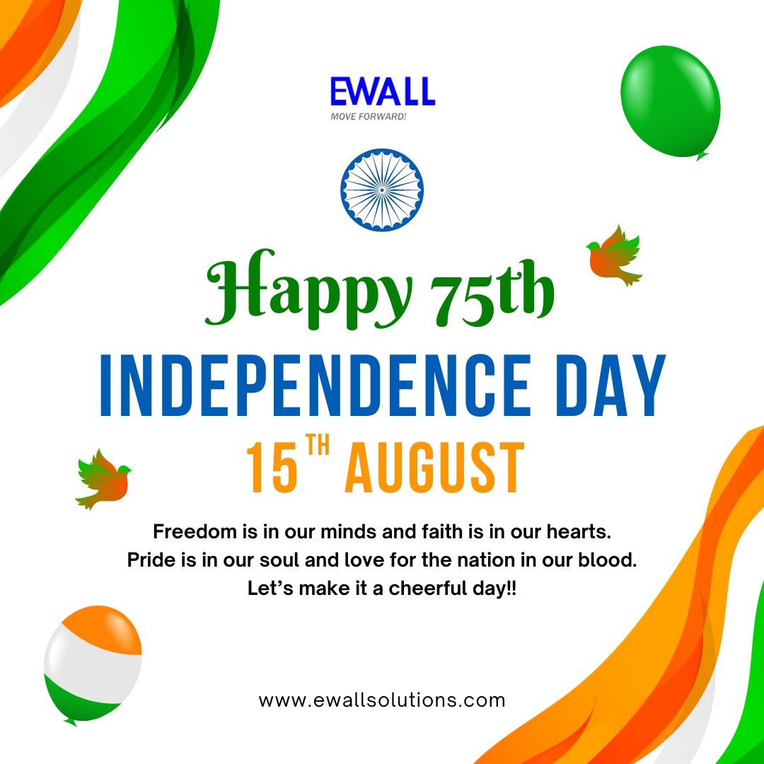 EWallSolution's tweet image. Happy Independence day to our Indian family all over the world!
#independence #freedom #indeoendenceday #indianindependenceday #15thAugust #freedomfighters #newindia #Indian #tricolour #indianflag #trending #viral