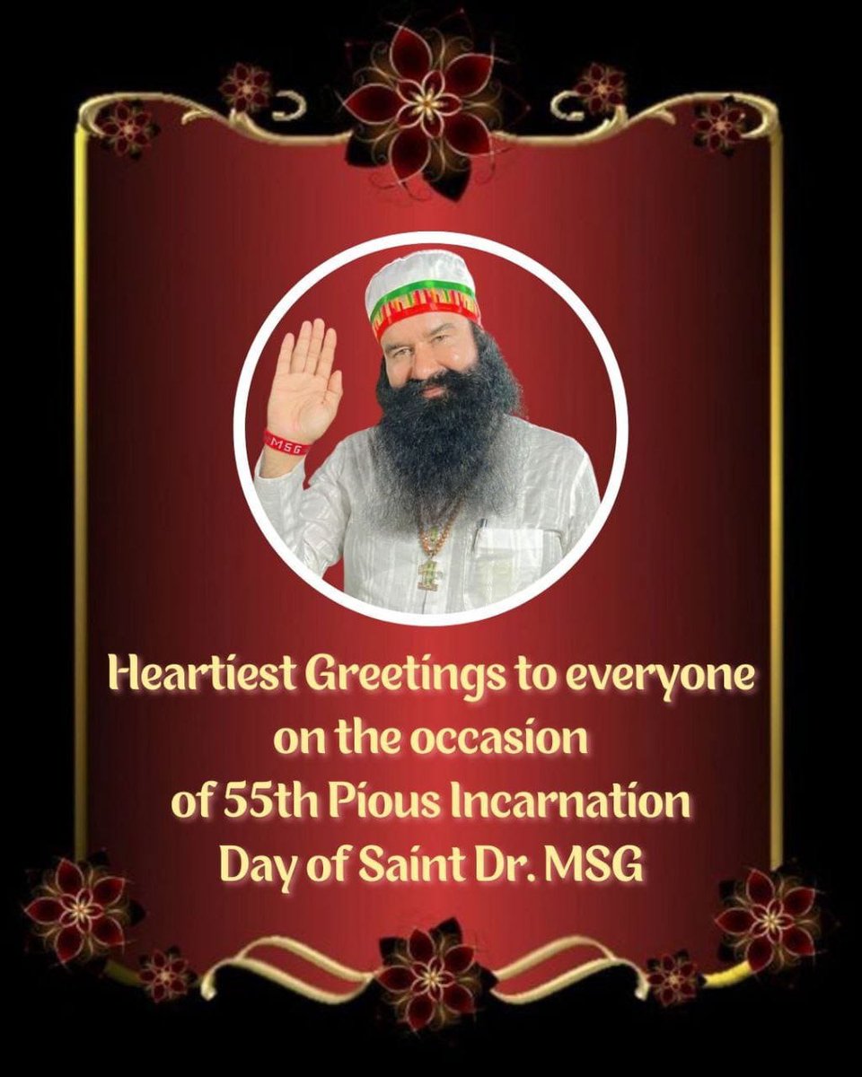 officialmsgfans's tweet photo. The wait is over !!

Here comes the most awaited day. Fecilitations &amp; congratulations 🎉🎉🎉 to the entire Cosmos.  Millions are celebrating the pious 55th Incarnation Day of Saint Gurmeet Ram Rahim Ji by doing welfare activities. #SaintMSGsBirthday https://t.co/K1KAYOZkhc