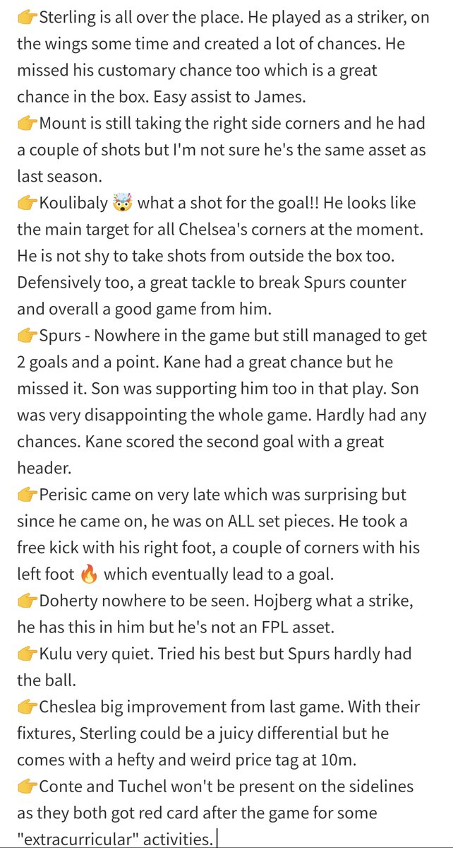MUFCFrontline's tweet photo. I'm glad my notes were shared and read by many today. Overwhelmed by the response. Thanks!! 🔥

Here are my #GW2 thoughts on Sunday games. Forest vs West Ham and Chelsea vs Spurs. 

Please RT if you find it useful to reach a wider audience 💛 https://t.co/8Yv1VOK0oT