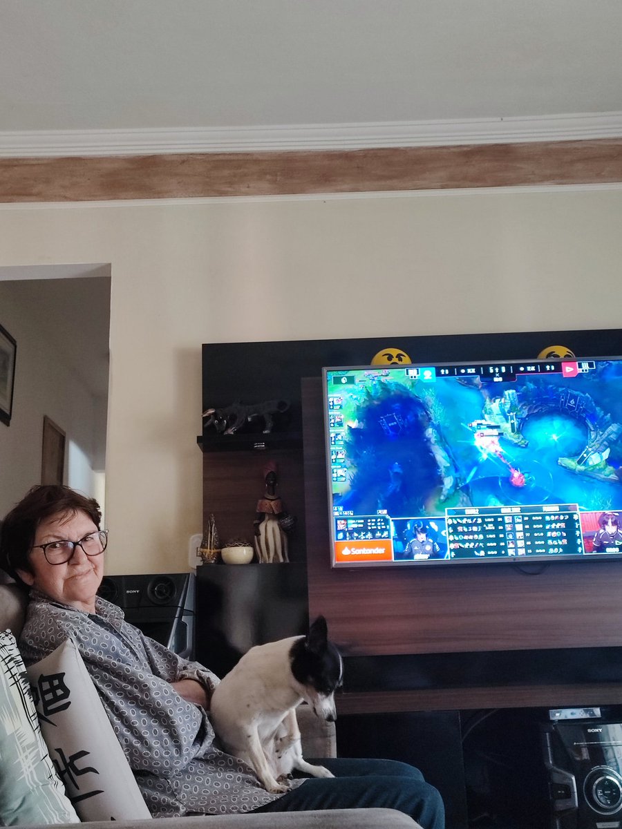 isis_belon's tweet photo. Aqui todo mundo assiste #CBLOL, até a vovó e o doguinho ❤️ @CBLOL #goLOUD https://t.co/HQoLEhmrkx