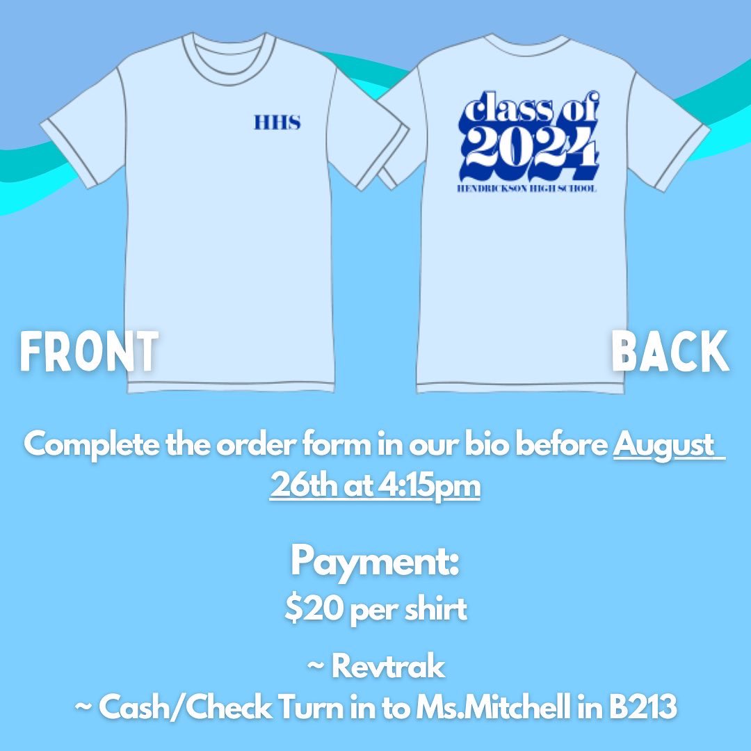 hendrickson2024's tweet photo. JUNIORS!! The OFFICIAL junior class shirt will be going on sale on TUESDAY!! The link will be released and posted in our bio at 9am on Tuesday. These shirts are our first fundraiser to secure our senior prom venue, so make sure you get one!! 
@HawkNationHHS @clarissanora https://t.co/UsSBiSOEuV