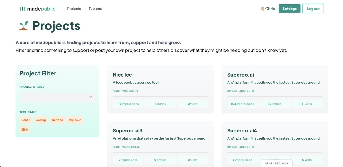codestirring's tweet photo. What do people think of the Project page design for https://t.co/jF31Auj3E3? I think the green is clashing with the orange but tech tags are orange..
Again, I’m not a designer so this is not my strong suit 😅 opinions appreciated.
#madepublic #buildinpublic #indiehackers https://t.co/UHIk0qa35a