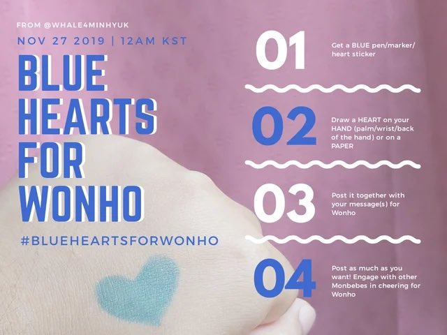 NursePatty's tweet photo. @Musalovel1fe This is one of the reasons why so many of us are saying 💙. We did a #BlueHeartsForWonho campaign in 2019 when he needed us the most & we wanted to show him how much he is loved & supported as we continued to #FightForWonho worldwide 🐰🐰#WONHO https://t.co/Tp9Exy2aV8