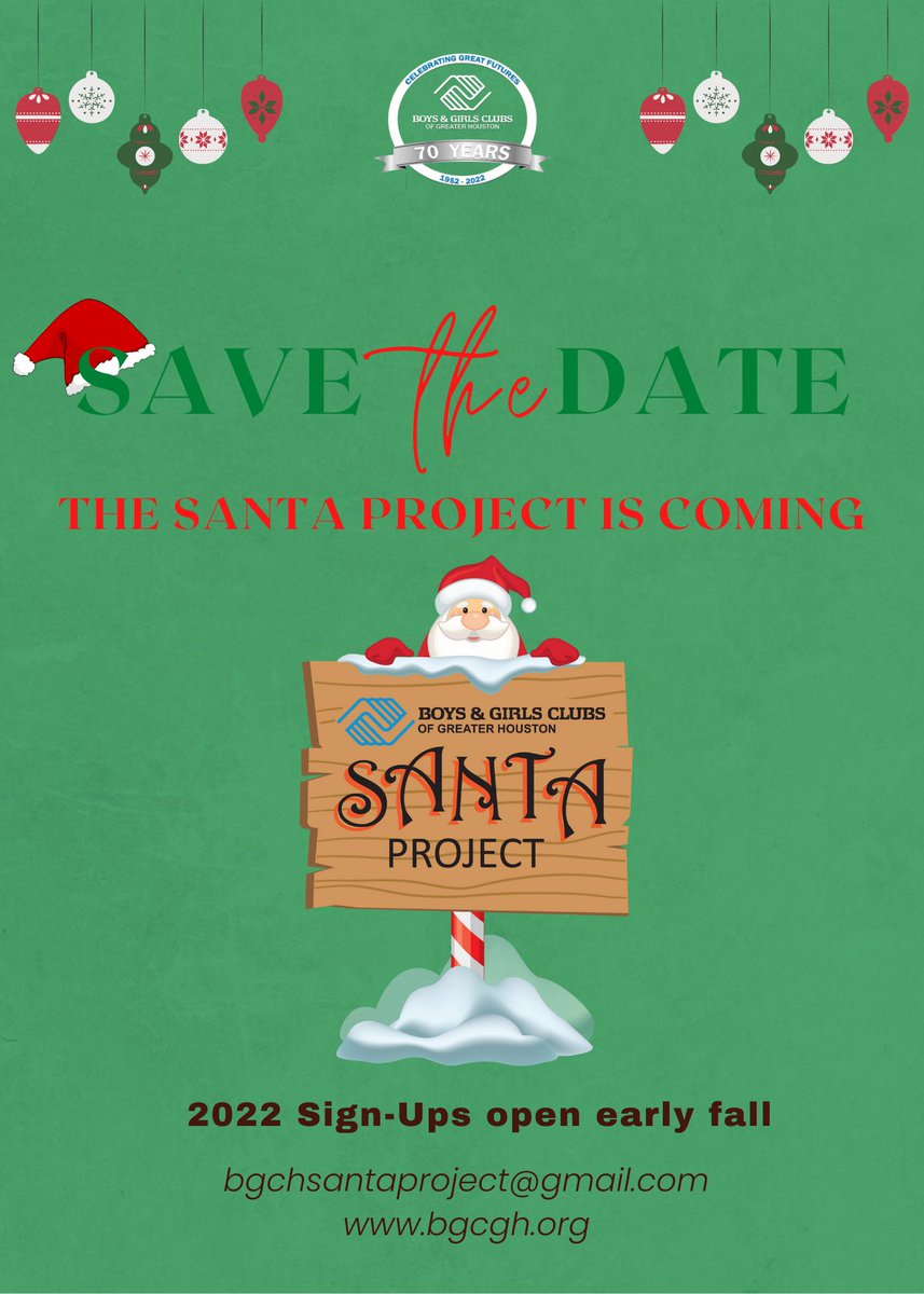 bgcghouston's tweet photo. Santa Project is coming! Take note of these dates below:
September 15, 2022 - Sponsor/interest forms sent out 
October 21, 2022- Sponsors confirm interest 
November 14, 2022- Sponsors receive member(s) wish list 
November 30- December 9, 2022 - Gift Drop off
🎅🏼 #santaproject https://t.co/BWqoG0lJxx