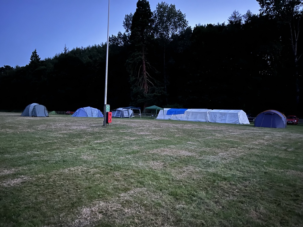 dr_dyb's tweet photo. A successful setup day for dimmer camp. All tents up. Kitchen working well. A cooling sit down at the river and a chicken dinner. We coped with the weather and are ready for young people arriving from 8am. @18thTynemouthSc @PeterThorp5 @TynemouthScouts https://t.co/BVP57tgrTf