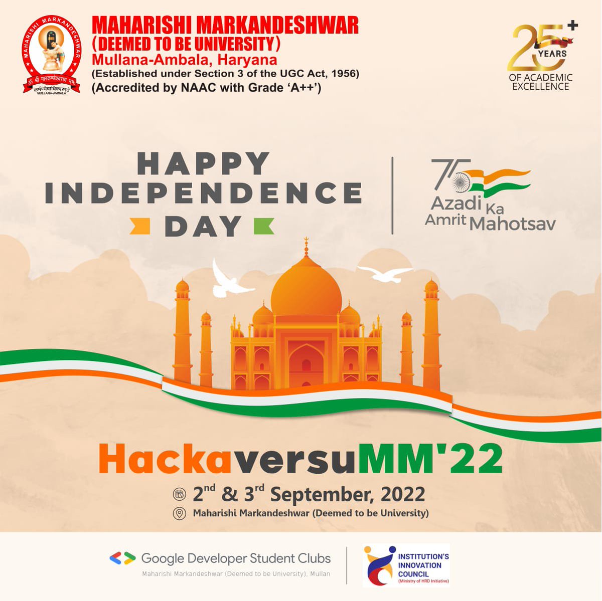 hackaversumm's tweet photo. Celebrate India's 75th anniversary of independence with great enthusiasm and pay homage to the freedom heroes with the 75th Azadi Ka Amrit Mahotsav. Join HackaversuMM as we commemorate the 75th Azadi Ka Amrit Mahotsav. The campaign by honorable PM as #harghartiranga🇮🇳 https://t.co/TxN4AFs9ug