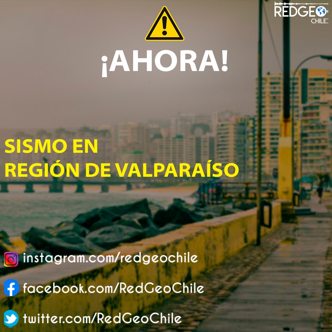 RedGeoChile's tweet photo. AHORA ⚠️🟢 Otro sismo leve se percibe en la región de #Valparaíso.

En breve mayor información. https://t.co/6u6jlVKq2B