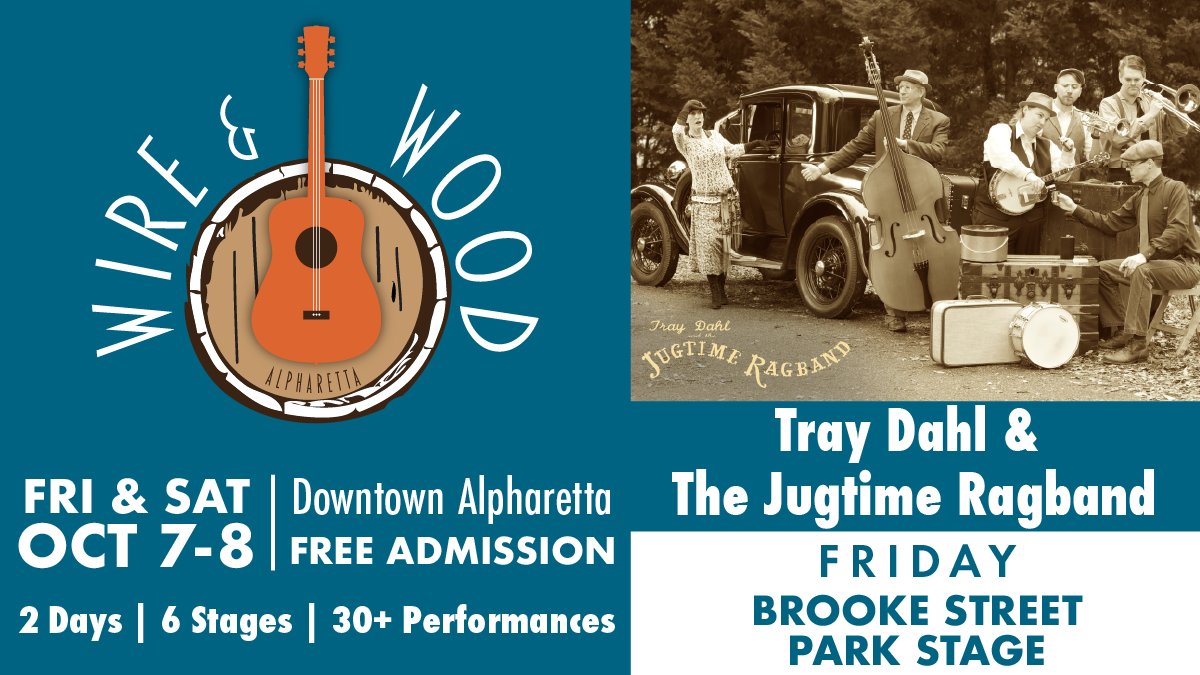 Journey back to the 1920's with Tray Dahl & The Jugtime Ragband on Oct 7. This high-energy group combines jazz, a little bit of blues, a bit of swing, a pinch old time gospel, and even classic show tunes – reminiscent of the roaring 20's speakeasy and prohibition eras.