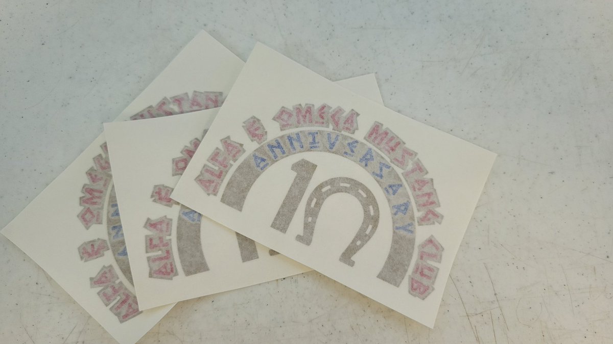 mracingdecals's tweet photo. Haciendo calcomanias del 10mo aniversario de Alfa y Omega Mustang Club #calcomanias #stickers #decals #custom #10aniversario #alfayomegamustangclub https://t.co/VaKkEHuIPc