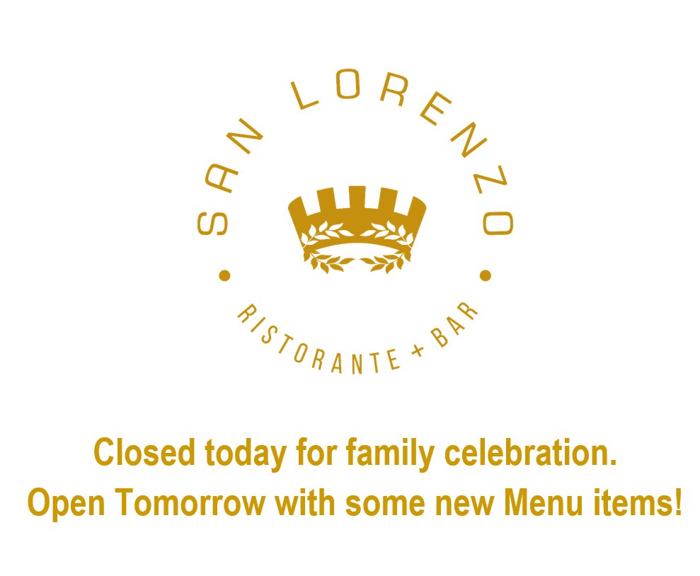 San Lorenzo will be closed today for family celebration. We're back open on Monday with some new Menu items! See you then! #dineinshaw #dc