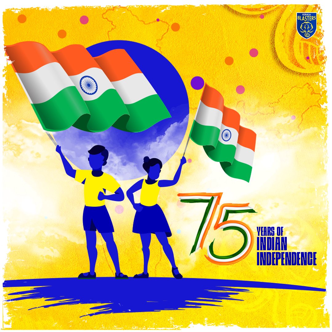 സ്വാതന്ത്ര്യത്തിന്റെ 75 വർഷങ്ങൾ! 🇮🇳 On the occasion of our motherland's 75 years of Independence, we salute all those who fought for our nation's freedom! 🙌🏻 #HappyIndependenceDay #YennumIndia #KBFC #കേരളബ്ലാസ്റ്റേഴ്സ്