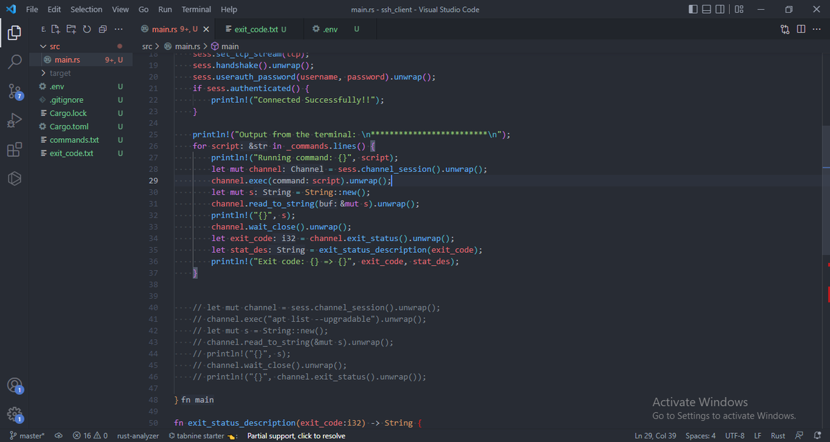 Shaheer_CODE's tweet photo. Day43 of #100daysofcode: Today I improved the error handling of my project. And someone told that maybe my program is not capable of running long scripts like apt upgrade. So I will find its solution tomorrow.
#rust #rustlang #sshclient #ssh #linux #vps #100daysofcodechallenge https://t.co/ONkEovPOoc
