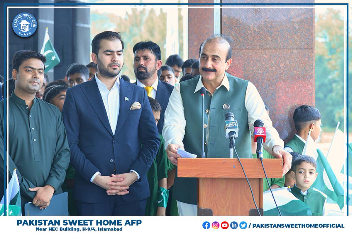 PSH__Official's tweet photo. Honorable Prime Minister of Pakistan Mian Shehbaz Sharif visited Pakistan Sweet Home AFP in order to celebrate the diamond jubilee, 75 years of independence with the Angels and Fairies of Pakistan Sweet Home https://t.co/cLl2RIT5Eu