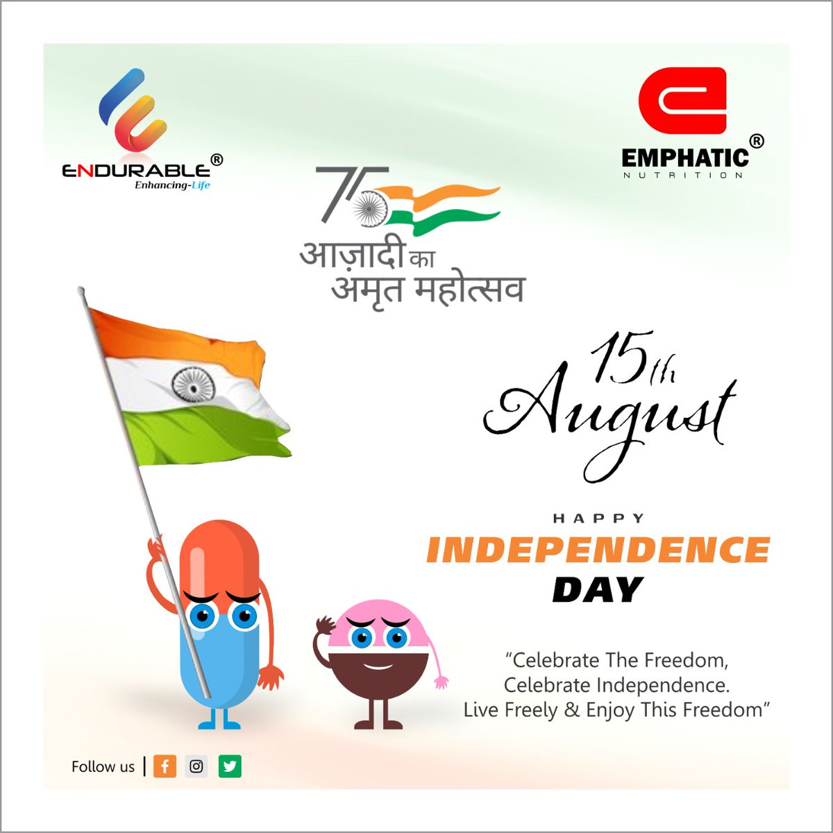 endurablepharma's tweet photo. #HappyIndependenceDay

"Celebrate The Freedom, Celebrate Independence. Live Freely &amp; Enjoy The Freedom."

#IndependenceDay #IndependenceDay2022 #HarGharTiranga #AzadiKiPharma #AmritMahotsav #NationalFlag #Tiranga #PharmaCommunity #Pharmaceuticals #Nutraceuticals #Pharmacy https://t.co/UC2FHjJ6WS