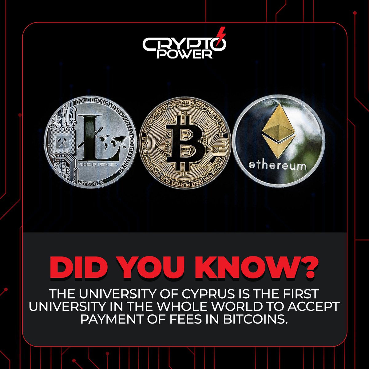Crypto__Power's tweet image. The University of Cyprus is the first university in the whole world to accept payment of fees in bitcoins.  
.
Follow us on 👉
@Crypto__Power
.
#crypto #Bitcoin #opensea #cryptotraders #cryptoart #cryptocurrency