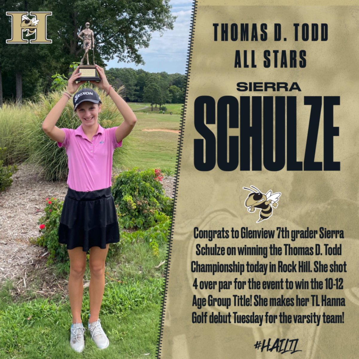 TLH_Updates's tweet photo. Congrats to rising 7th grader Sierra Schulze on winning the finale of the SCJGA summer chapter series All Star event in Rock Hill today. She makes her varsity golf debut for the Jackets on Tuesday! @coachabernathy @jbuttrey75 @tlhanna_ad https://t.co/V72FLocYYN
