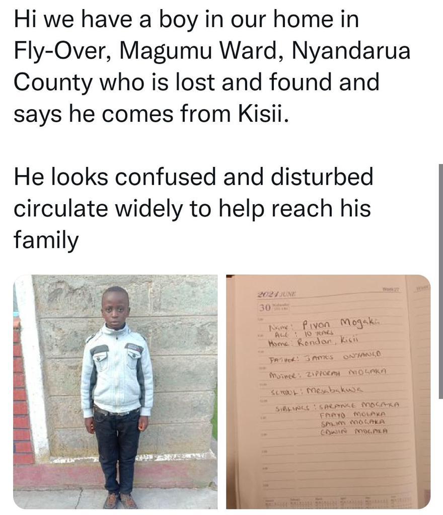 Help him reunite with his family. 

Kindly retweet widely.😥🤲🙏