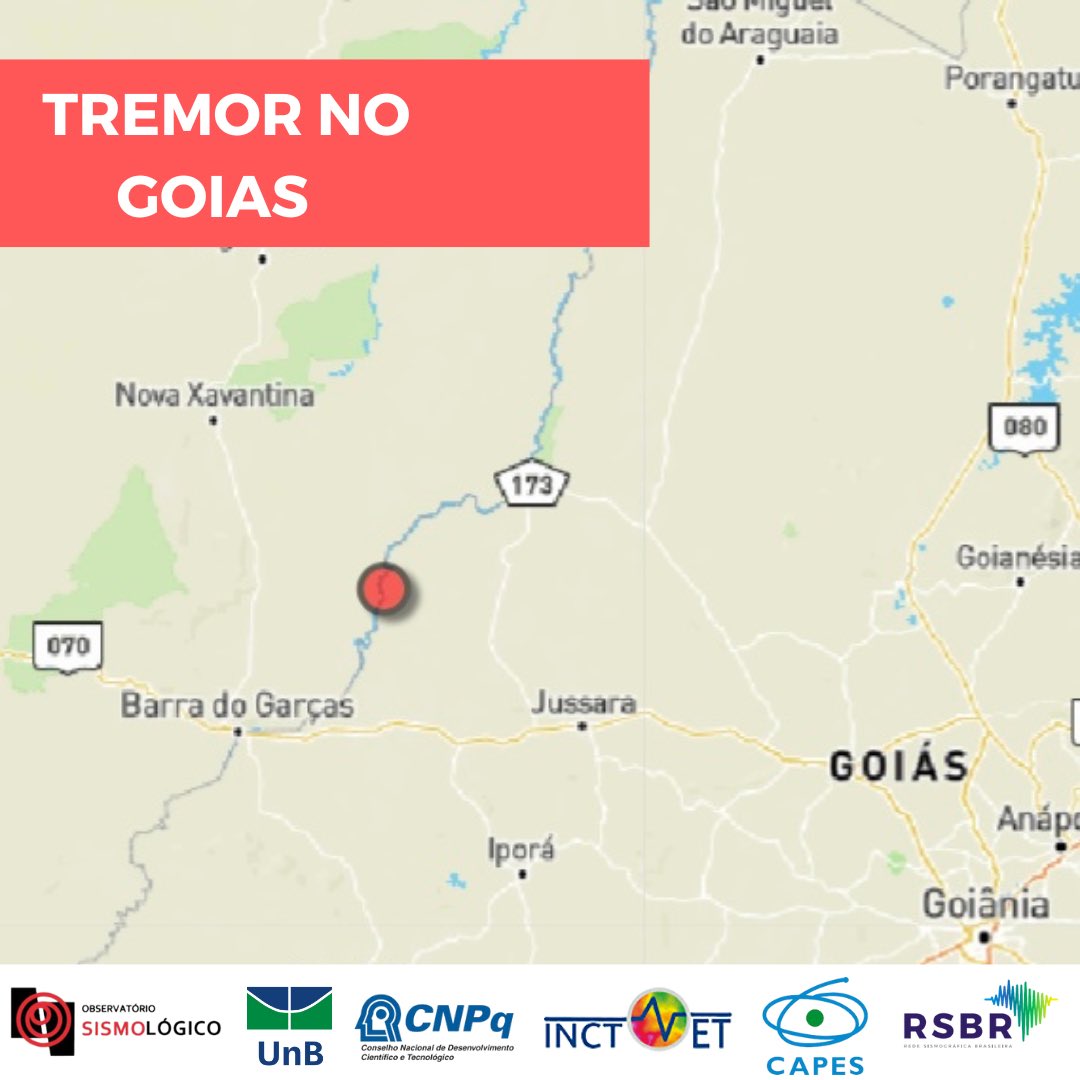 Tremor no Goiás, hoje 14/08/2022, as
09:30 da manhã, na região de Jussara com
magnitude 3.2, não houve registros de moradores
relatando sentir o tremor.
Para saber mais sobre esse e outros eventos acesse:
obsis.unbb.br
#sismo #sismologia #tremor