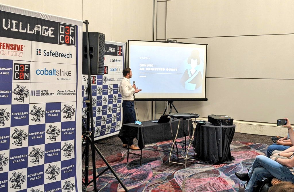 AdversaryVillag's tweet photo. #AdversaryTool
@OlegLerner demonstrating his tool! "Qemuno – An uninvited guest 
Adversary Tool"

#AdversaryVillage at @DEFCON 30
#Tooldemo https://t.co/1dcVoOi8Tj