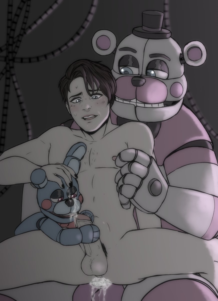 spaceandroids's tweet photo. I didn't feel like coloring or detailing this but I wanted to continue this sketch... Funfr3d and Bonb0n taking good care of their birthday boy~ 🥴💦 https://t.co/z6SclYBUdB