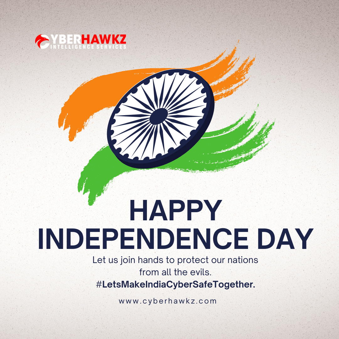 CyberHawkz's tweet photo. On this Independence Day, Lets join hands to protect our nation from all the evils,
#LetsMakeIndiaCyberSafeTogether.

#cybersafe #75azadikaamritmahotsav #cyberhawkz #cybersecurity #independenceday2022 #cybersafety #awareness #salute https://t.co/P7ad4aUWNS