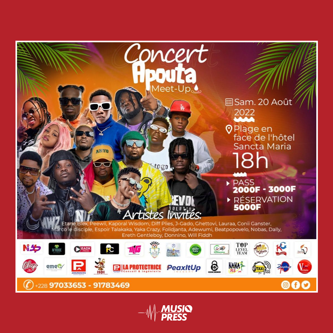 musiqpress's tweet photo. Les gars ! On se retrouve ce 20 Aout à la plage face Hôtel Sancta Maria pour le concert Apouta Meet Up avec les plus grands ambianceurs du moment ! 🔥
Votre artiste préféré est sur l'affiche ? 🤔
#musiqpress #shaadow #edohbruce #team228 #tgtwittos #apoutameetup https://t.co/AHCCJ04tDi