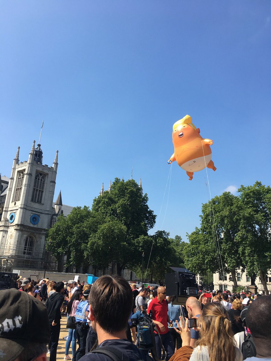 @coldwarsteve So glad to have participated in this march. Baby Trump was being deflated as we left. I was so transfixed watching, I got stuck in the middle of the road at Parliament Square waiting for the traffic to go by. Deflated Trump looked even more realistic with all those wrinkles