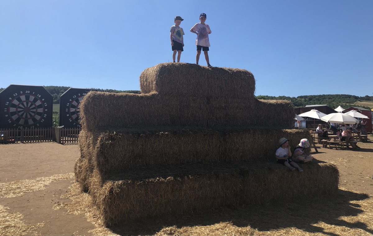 RyedaleMaze's tweet photo. There's plenty for the Little Ones at our Funfair :-👧👶Younger children can climb aboard the oldest ride Hush Hush the Train dating from 1933 &amp; there's Muffin the Mule, Bumble Bee, Toy Set &amp; Swing Boats bringing further fun.😍Kids love scrambling up our mountain of straw bales🙋‍♂️ https://t.co/bzAOkPoCLd