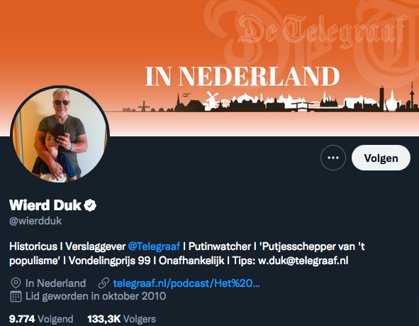 notdukwierd's tweet photo. Wierd Duk kan 's man's acties ook niet meer verstehen, verandert zijn profiel in 'putinwatcher' ('putinpijper' had de lading ook gedekt overigens) Nu en tot voor kort: #admintweet hattip @karlkortvanstof https://t.co/YL5AmTUV40