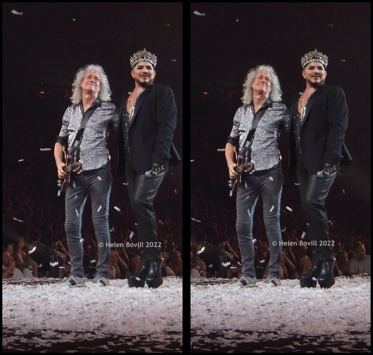 Helen_lrc's tweet photo. A final set of stereos from Queen + Adam Lambert's last show, bringing their European tour to an end in grand style. A thoroughly wonderful tour to have witnessed several times from the opening night in Belfast to this closing night in Tampere! 
All for cross-eye viewing. https://t.co/R3RJ7OGf4B