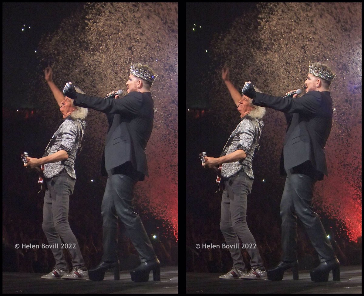 Helen_lrc's tweet photo. A final set of stereos from Queen + Adam Lambert's last show, bringing their European tour to an end in grand style. A thoroughly wonderful tour to have witnessed several times from the opening night in Belfast to this closing night in Tampere! 
All for cross-eye viewing. https://t.co/R3RJ7OGf4B