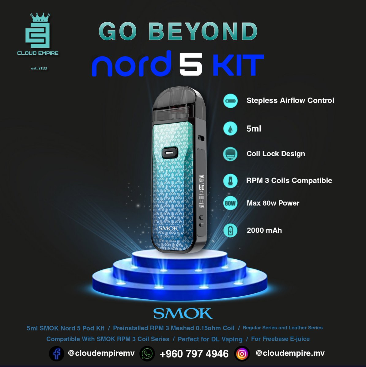 𝗡𝗢𝗥𝗗 5
sᴍᴏᴋ 𝐺𝑜 𝐵𝑒𝑦𝑜𝑛𝑑 ᴀᴠᴀɪʟᴀʙʟᴇ 👊
𝗣𝗿𝗶𝗰𝗲 : 890/- 𝐌𝐕𝐑
𝗖𝗔𝗟𝗟 𝗢𝗥 𝗩𝗜𝗕𝗘𝗥: +960 797 4946
JOIN OUR COMMUNITY:
invite.viber.com/?g2=AQB74a7F7x…