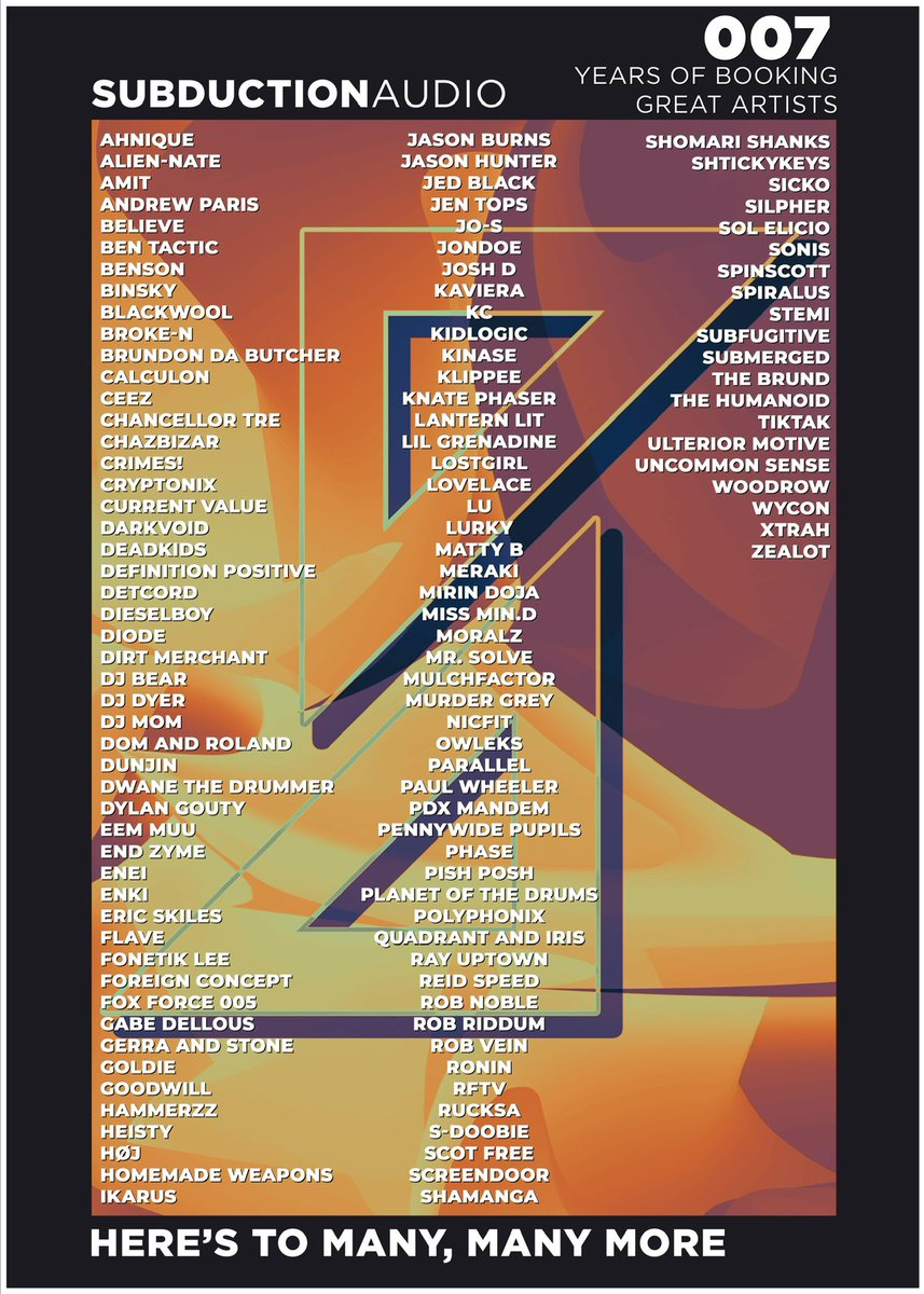 STEMIPDX's tweet photo. Big up to my @SubductionAudio fam. Here is to 7 banging years of jungle/dnb and many more to come. 🍻#pdxdnb #subductionaudio https://t.co/ScP3bvGOhq