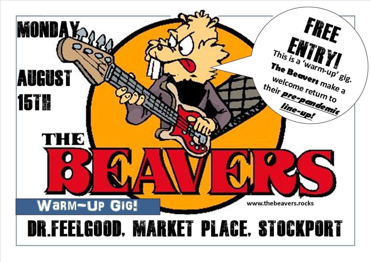 beavers99's tweet photo. The Beavers are going on a mini tour to welcome our original singer Graham Blackwell back as lead vocalist!

Monday 15/08 - Dr Feelgood, Stockport: free gig! 

Saturday 20/08: Kite Surf Cafe, Rhyl beach!

Saturday 03/09: Poynton Beer Festival! Tickets https://t.co/rUTvkGizWv https://t.co/kxRpf4Imf5