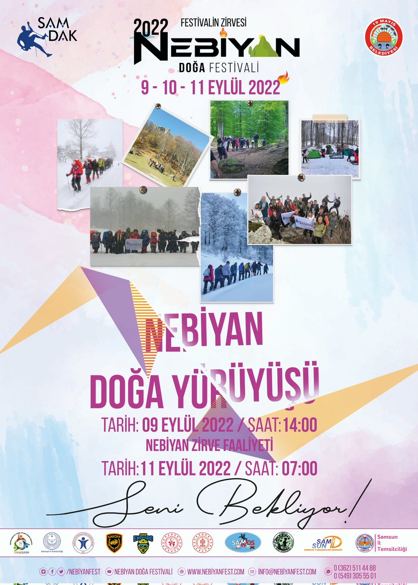 Samsun Dağcılık Kulübü eşliğinde #Nebiyan Doğa Yürüyüşü #Trekking #NebiyanFest 'te sizleri bekliyor.
#Samsun #19Mayis #Engiz 
<a href="/19MayisBld/">19 Mayıs Belediyesi</a>
