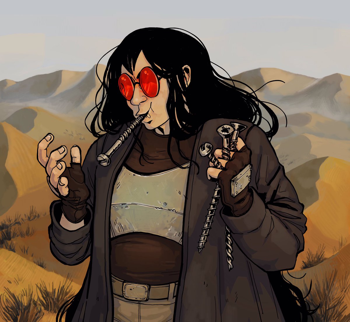 A commission I did on stream of @/lordj44’s character Masha, from their comic Masha: World’s Greatest Mercenary.