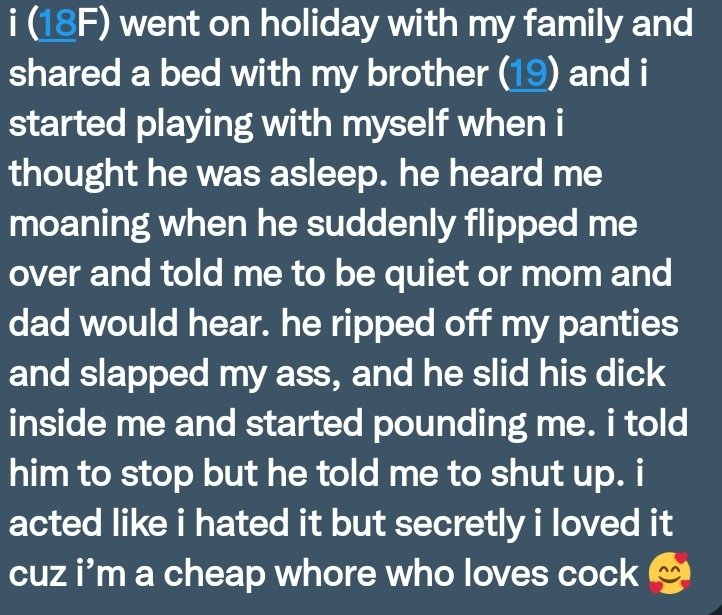 PervConfession's tweet photo. She got fuckey by her brother on vacation https://t.co/pzD53jOVoc
