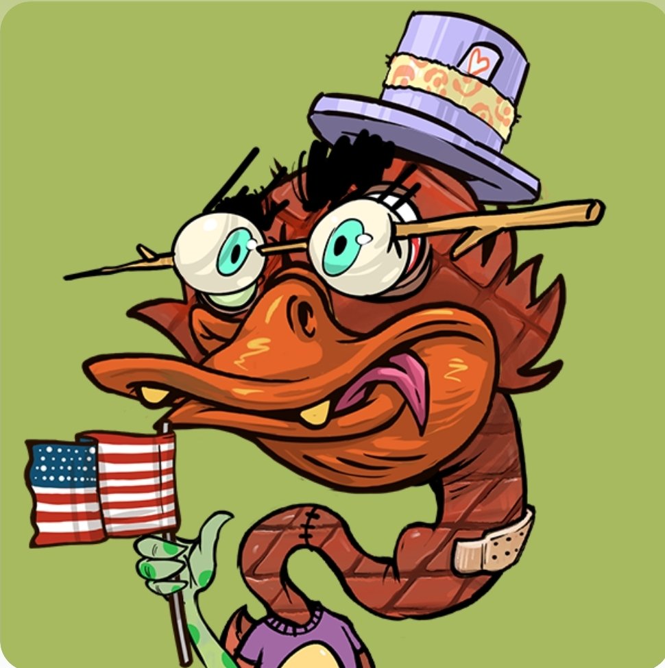 NTFDK's tweet photo. Quacked another one from @Uglyduckwtf
Love this project.. The artwork is sick, the Discord is lit af.
The team is amazing, and are 100 procent devoted 
Think this could be the new #BAYC .. Just saying
#Duckarmy #NFTartwork #Uglyduck #USA #Americanflag https://t.co/nKbQhN7XV4