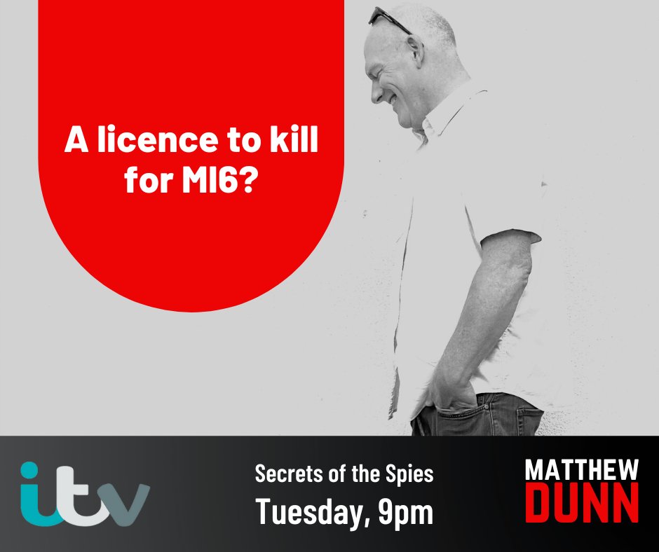 Episode 2: "Assassination"
This Tuesday, 9pm, ITV
Features me talking about spies using lethal force and the so-called Licence To Kill
#MatthewDunn
#SpyThriller
#SecretsOfTheSpies
<a href="/ITV/">ITV</a> <a href="/itvnews/">ITV News</a> <a href="/SkyNews/">Sky News</a> <a href="/FoxNews/">Fox News</a> <a href="/Channel4News/">Channel 4 News</a> 

matthewdunn.uk
