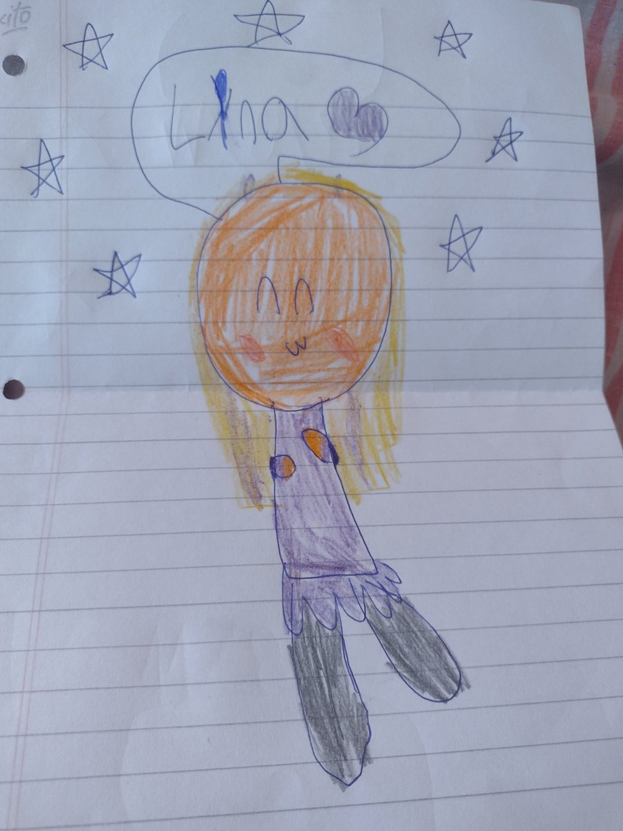 1003_lorena's tweet photo. Hola Lyna me llamo Julieta (es la cuenta de mí mamá) te regalo mí dibujo soy argentina y vivo en Córdoba aprendí a leer con tus libros te quiero mucho 💜 https://t.co/pretrPBYxe