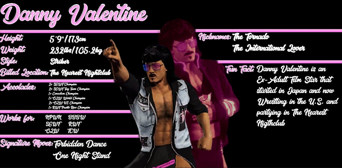 I love how this came out and ik The Ladies are gonna love to read and see the Info Sheet of "The Tornado" Danny Valentine. Who knows might sign a few for any lucky ladies out there😉

Go hit <a href="/CanWeBookKenny/">KENNY VALENTINE - send help</a> for this amazing Info Sheet and thank you so much.