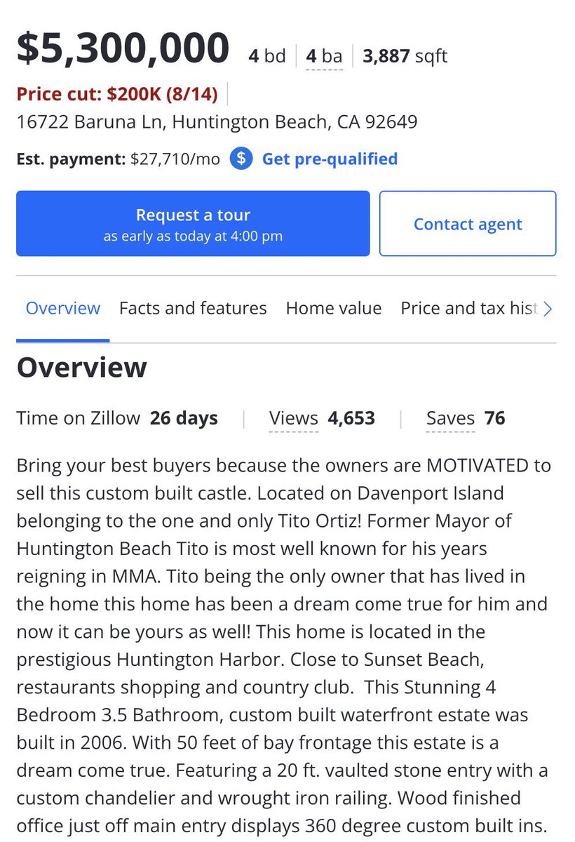 Looks like “Former Mayor of Huntington Beach Tito” is having some trouble selling his house. 💀