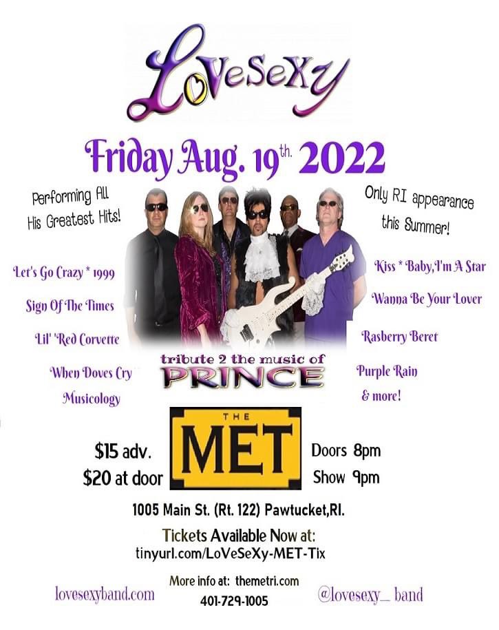 Next Friday 8/-9/22. Rhode Island Prince Fans.. This show is 4 U!! Get your tickets Now!! tinyurl.com/LoVeSeXy-Met-T…