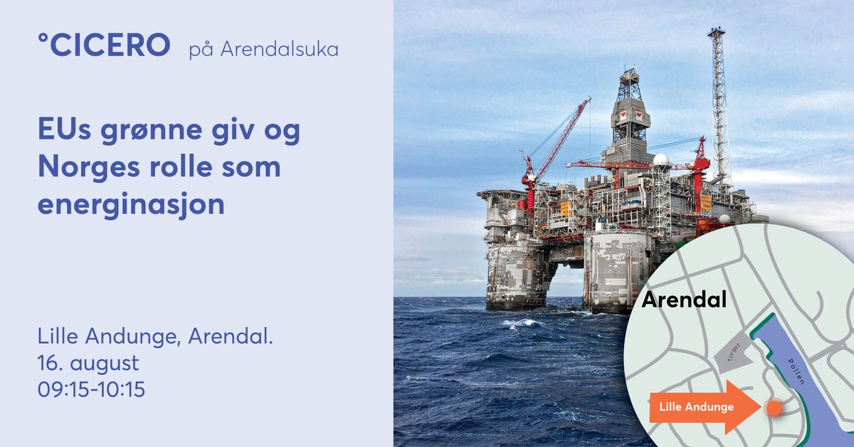 🌿Hva skjer med tempoet og ambisjonsnivået i EUs grønne giv, og hva har dette å si for Norge? 🇪🇺🇳🇴
Følg diskusjonen tirsdag morgen med:
Fay Farstad
<a href="/Climansen/">Erlend A. T. Hermansen</a> 
<a href="/medoleir/">Merethe Leiren</a> 
<a href="/torjusb/">Torjus Bolkesjø</a> 
<a href="/EspenBarthEide/">Espen Barth Eide</a> 
<a href="/BardThorheim/">Bård Ludvig Thorheim</a> 
<a href="/rasmusjmh/">Rasmus JM Hansson</a> 
<a href="/kristin_klima/">Kristin Halvorsen</a> 
#Arendalsuka 
📢cicero.oslo.no/no/arendalsuka…